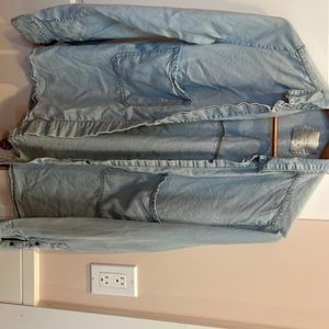 Zara light blue denim top